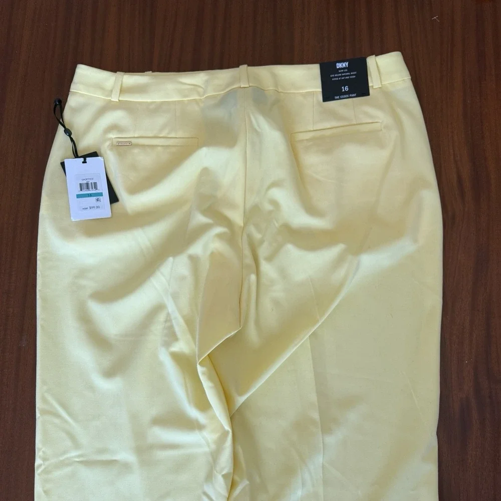 Lot 2 Women‎ Dress Pants Size 16 DKNY Essex Yellow + Elaine Rose Pull On Career